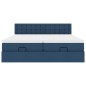 vidaXL Struttura Letto Pouf con Materassi Blu 180x200cm in Tessuto