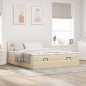 vidaXL Struttura Letto Pouf con Materassi Crema 180x200 cm in Tessuto