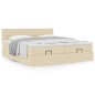 vidaXL Struttura Letto Pouf con Materassi Crema 180x200 cm in Tessuto