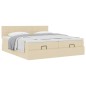 vidaXL Struttura Letto Pouf con Materassi Crema 180x200 cm in Tessuto