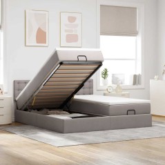 vidaXL Struttura Letto Pouf con Materassi Tortora 180x200cm in Tessuto