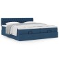 vidaXL Struttura Letto Pouf con Materassi Blu 180x200cm in Tessuto