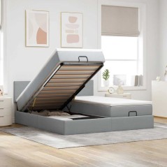 vidaXL Struttura Letto Pouf con Materassi 180x200 cm in Tessuto