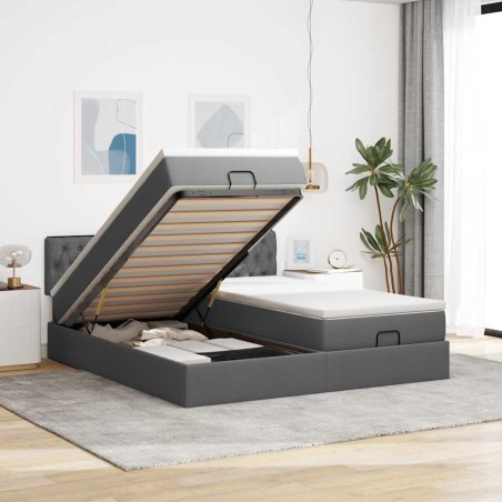 vidaXL Struttura Letto Pouf con Materassi 180x200 cm in Tessuto