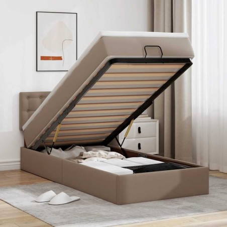 vidaXL Struttura Letto Pouf con Materasso 80x200 cm Similpelle