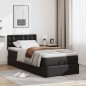 vidaXL Struttura Letto Pouf con Materasso Nero 90x200 cm Similpelle