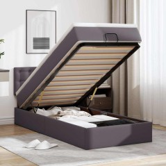 vidaXL Struttura Letto Pouf con Materasso Grigio 90x190 cm Similpelle