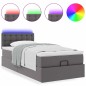 vidaXL Struttura Letto Pouf con Materasso Grigio 90x190 cm Similpelle