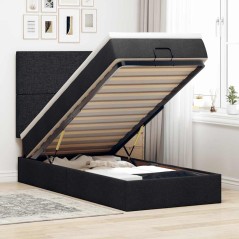 vidaXL Struttura Letto Pouf con Materasso Nero 90x190 cm in Tessuto
