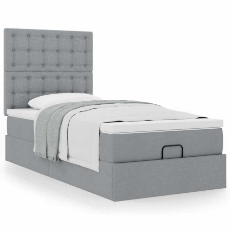 vidaXL Struttura Letto Pouf con Materasso 90x190 cm in Tessuto