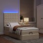 vidaXL Struttura Letto Pouf con Materasso Crema 90x190 cm in Tessuto vidaXL Struttura Letto Pouf con Materasso Crema 90x190 cm in Tessuto