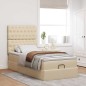 vidaXL Struttura Letto Pouf con Materasso Crema 90x200 cm in Tessuto vidaXL Struttura Letto Pouf con Materasso Crema 90x200 cm in Tessuto