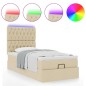 vidaXL Struttura Letto Pouf con Materasso Crema 90x200 cm in Tessuto vidaXL Struttura Letto Pouf con Materasso Crema 90x200 cm in Tessuto