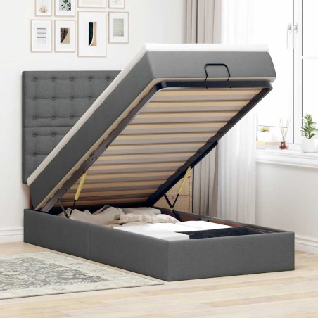 vidaXL Struttura Letto Pouf con Materasso 90x200 cm in Tessuto
