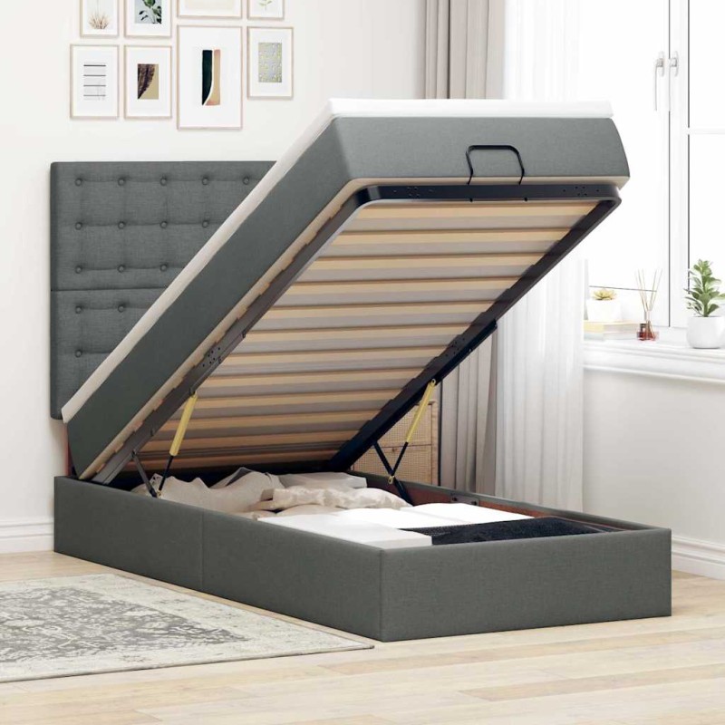 vidaXL Struttura Letto Pouf con Materasso 180x200 cm in Tessuto