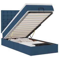 vidaXL Struttura Letto Pouf con Materasso Blu 90x190 cm in Tessuto