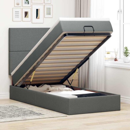 vidaXL Struttura Letto Pouf con Materasso 90x190 cm in Tessuto