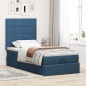 vidaXL Struttura Letto Pouf con Materasso Blu 90x200 cm in Tessuto