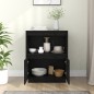 Credenza Nera 60x34x75 cm in Legno Massello di Pino Credenza Nera 60x34x75 cm in Legno Massello di Pino