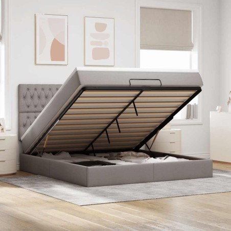vidaXL Struttura Letto Pouf con Materasso Tortora 180x200cm in Tessuto