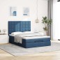 vidaXL Struttura Letto Pouf con Materasso Blu 140x200cm in Tessuto