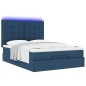 vidaXL Struttura Letto Pouf con Materasso Blu 140x200cm in Tessuto