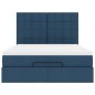 vidaXL Struttura Letto Pouf con Materasso Blu 140x200cm in Tessuto