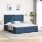 vidaXL Struttura Letto Pouf con Materasso Blu 180x200cm in Tessuto
