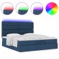 vidaXL Struttura Letto Pouf con Materasso Blu 180x200cm in Tessuto