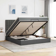 vidaXL Struttura Letto Pouf con Materasso 180x200 cm in Tessuto