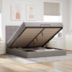 vidaXL Struttura Letto Pouf con Materasso Tortora 180x200cm in Tessuto