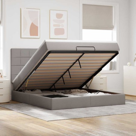 vidaXL Struttura Letto Pouf con Materasso Tortora 180x200cm in Tessuto