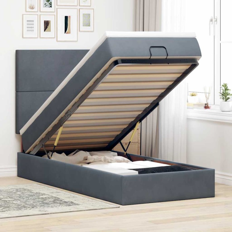 vidaXL Struttura Letto Pouf con Materassi 90x190 cm in Velluto vidaXL Struttura Letto Pouf con Materassi 90x190 cm in Velluto