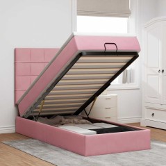 vidaXL Struttura Letto Pouf con Materassi Rosa 80x200 cm Velluto