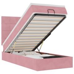 vidaXL Struttura Letto Pouf con Materassi Rosa 80x200 cm Velluto