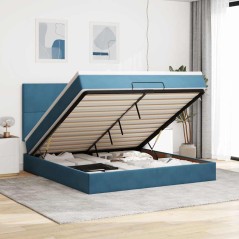 vidaXL Struttura Letto Pouf con Materassi 180x200 cm Velluto
