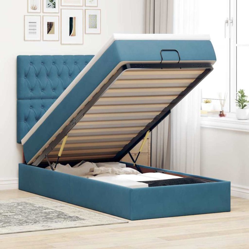 vidaXL Struttura Letto Pouf con Materassi 90x190 cm in Velluto vidaXL Struttura Letto Pouf con Materassi 90x190 cm in Velluto