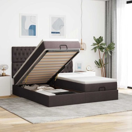 vidaXL Struttura Letto Pouf con Materassi 180x200 cm in Tessuto