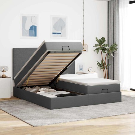 vidaXL Struttura Letto Pouf con Materassi 180x200 cm in Tessuto