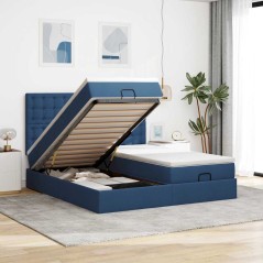 vidaXL Struttura Letto Pouf con Materassi Blu 180x200cm in Tessuto