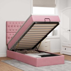 vidaXL Struttura Letto Pouf con Materassi Rosa 90x190 cm in Velluto