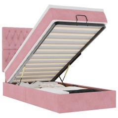 vidaXL Struttura Letto Pouf con Materassi Rosa 90x190 cm in Velluto