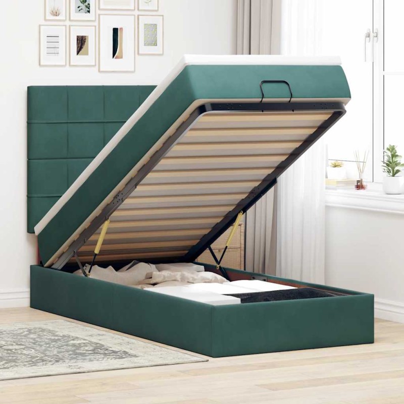 vidaXL Struttura Letto Pouf con Materassi 90x200 cm in Velluto vidaXL Struttura Letto Pouf con Materassi 90x200 cm in Velluto