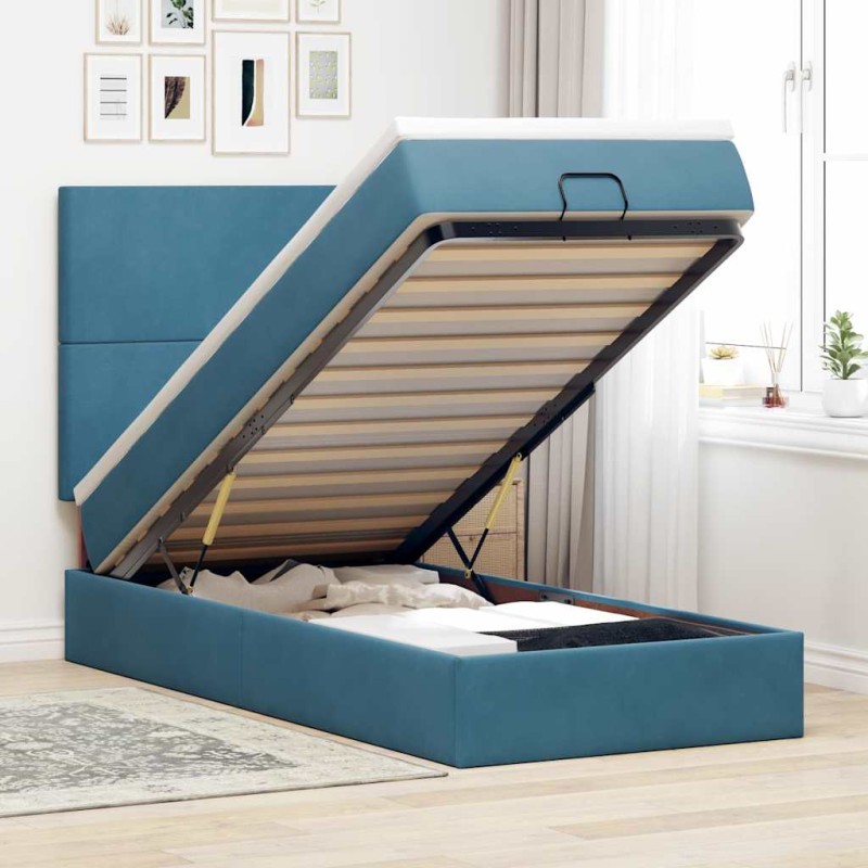 vidaXL Struttura Letto Pouf con Materassi 90x190 cm in Velluto vidaXL Struttura Letto Pouf con Materassi 90x190 cm in Velluto