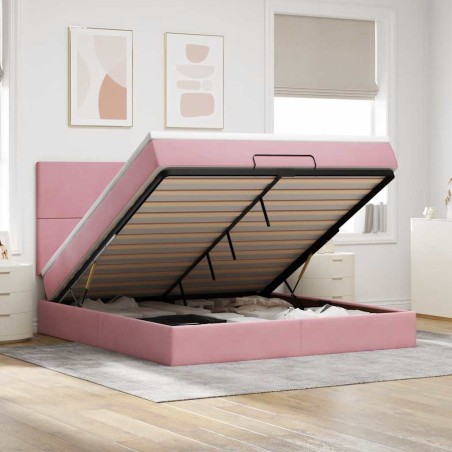 vidaXL Struttura Letto Pouf con Materassi Rosa 180x200 cm Velluto