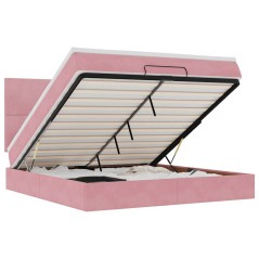 vidaXL Struttura Letto Pouf con Materassi Rosa 180x200 cm Velluto