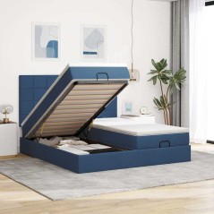vidaXL Struttura Letto Pouf con Materassi Blu 180x200cm in Tessuto