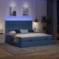 vidaXL Struttura Letto Pouf con Materassi Blu 180x200cm in Tessuto
