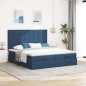 vidaXL Struttura Letto Pouf con Materassi Blu 180x200cm in Tessuto