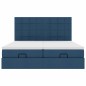 vidaXL Struttura Letto Pouf con Materassi Blu 180x200cm in Tessuto